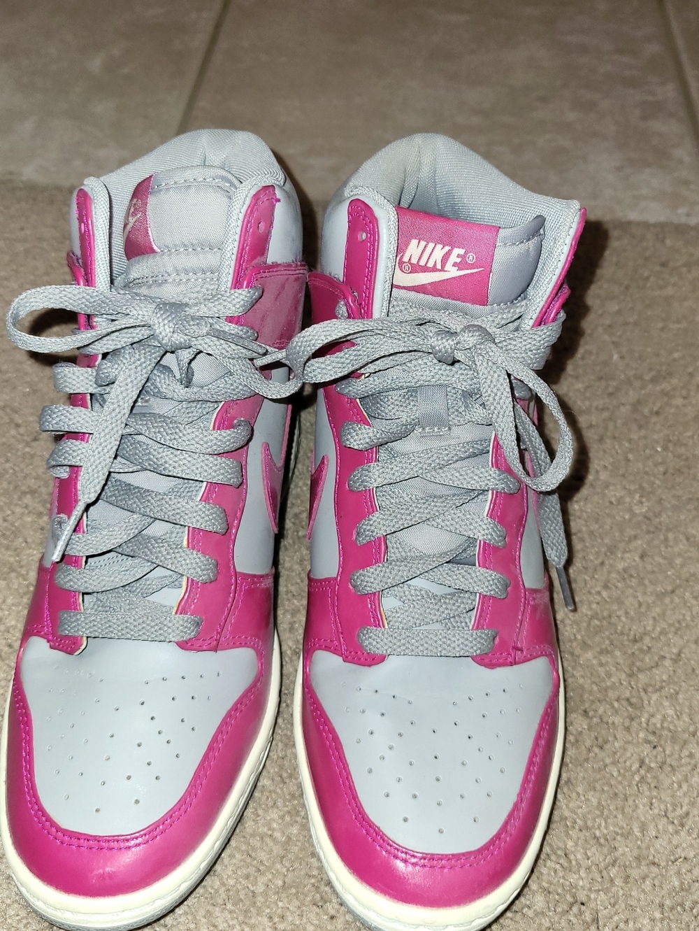 Nike Women's Pink and Gray High-Top Hidden Wedge Sneakers
